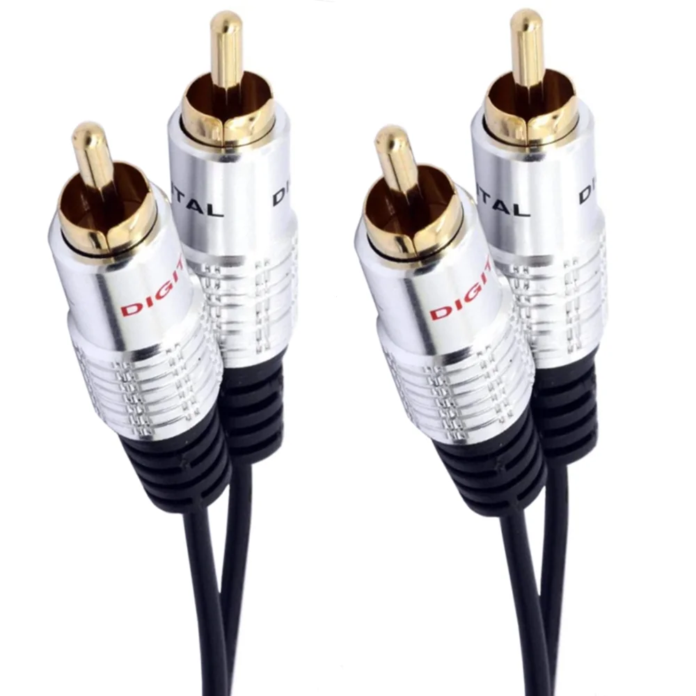 Стерео аудио кабель ERE 2RCA папа к позолоченный для домашнего кинотеатра HDTV