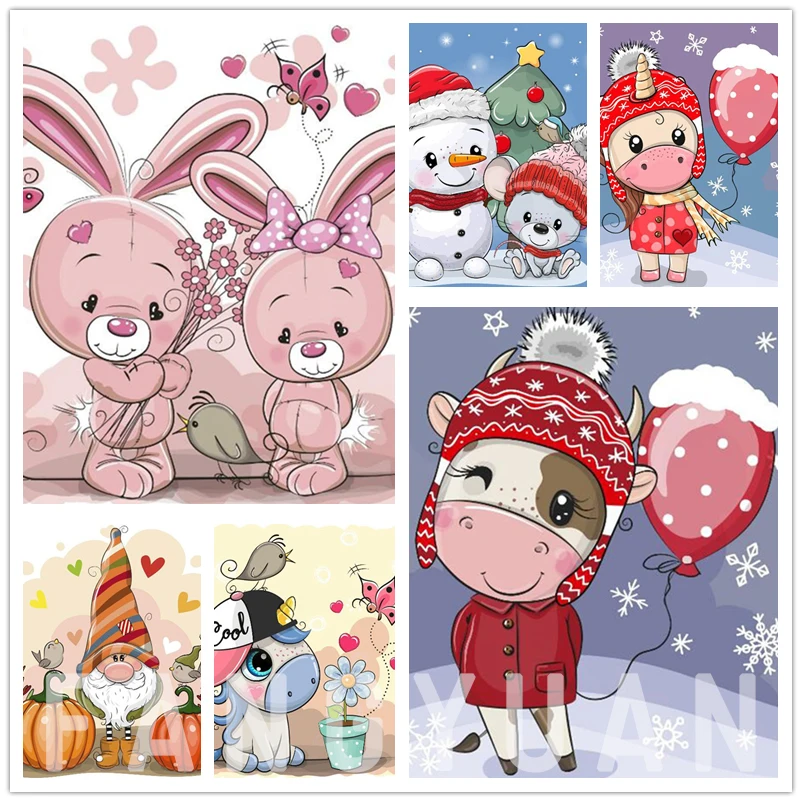 

5D Diy Cartoon Animals Diamond Painting Rabbit Dog Diamond Mosaic Full Layout Cross Stitch Kit Picture of Rhinestone Home Decor