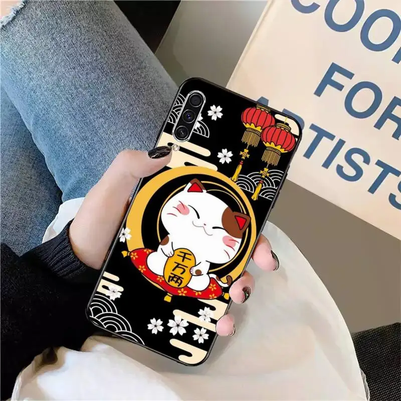 

Cute Fortune Cat Lucky Money Cat Phone Case For Samsung galaxy S 9 10 20 A 10 21 30 31 40 50 51 71 s note 20 j 4 2018 plus