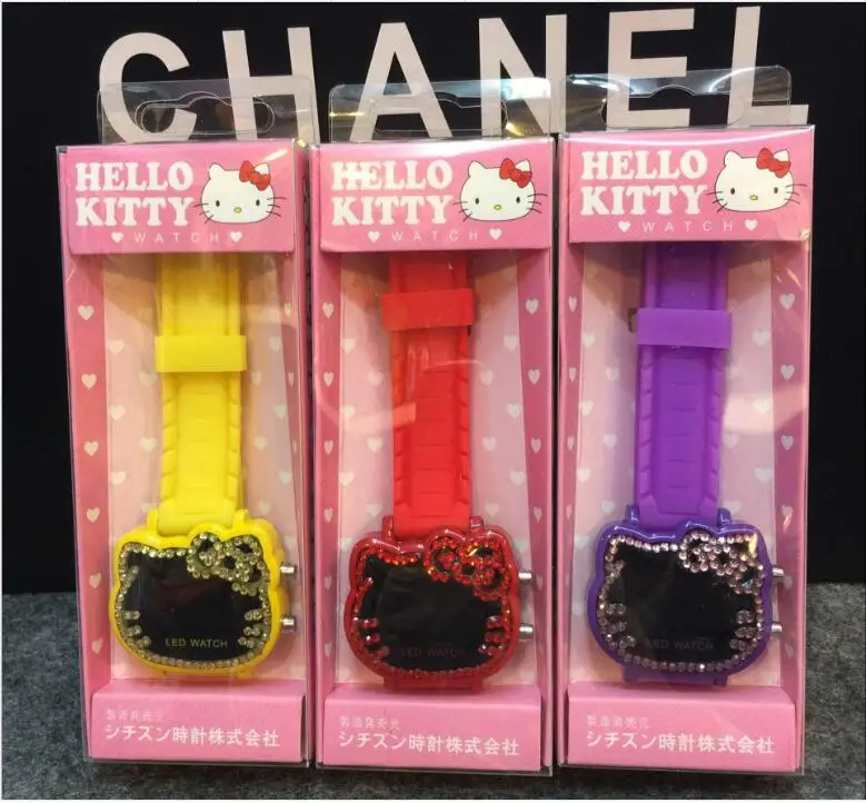 Hello kitty часы Led с бриллиантами и девушки красивые модные блокбастер часы Прямая с фабрики