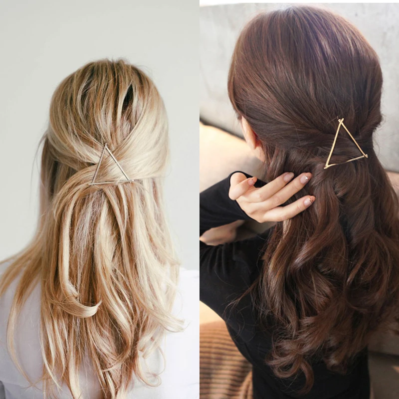 

Hair Accessories Fashion Metal Geometric Circle Shape Hair Clip Triangle Hair Clip Pin Headwear Barrettes Hairband Moon Circle