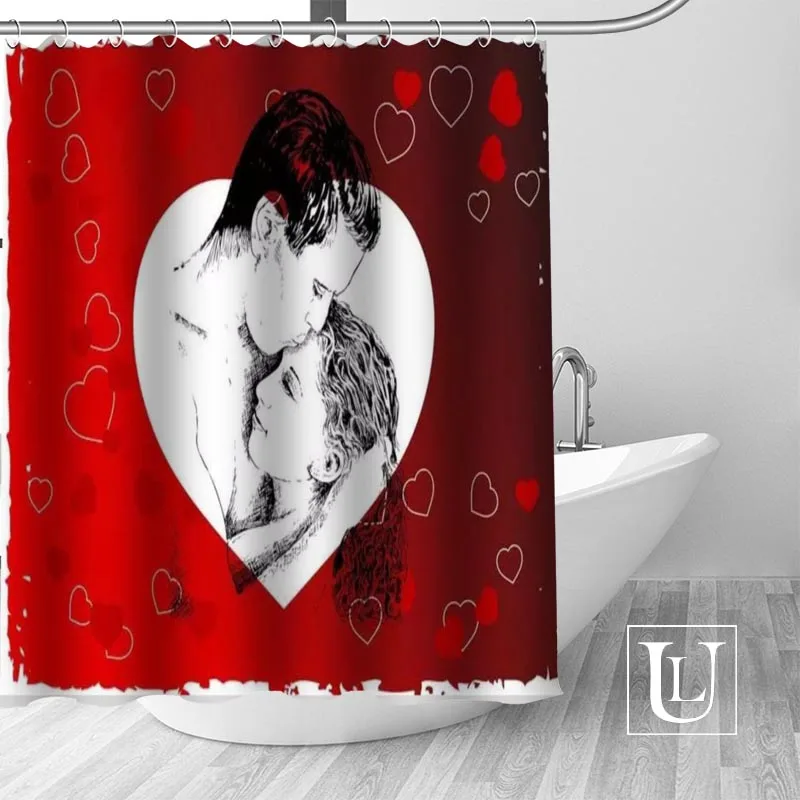 Поцелуй романтические шторы для душа пользовательские Водонепроницаемая