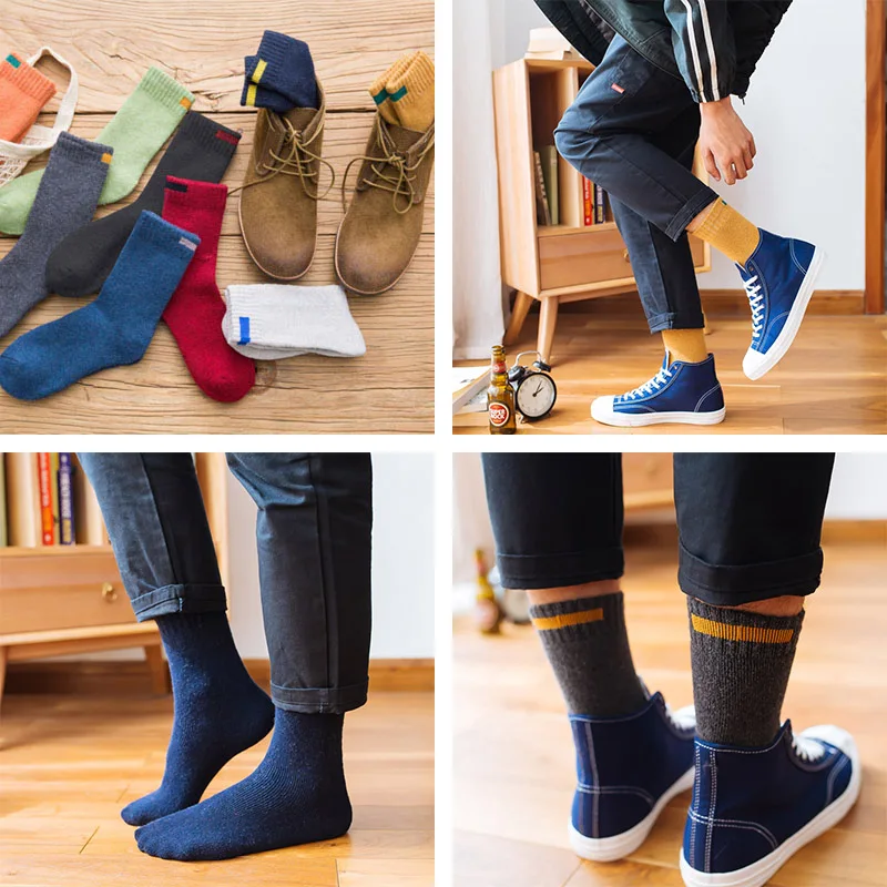 Внизу партия из 5 пар в партии зимние теплые толстые носки шерсти мериноса Для