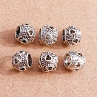 15pcs tibetan silver color big hole charms beads for jewelry making diy handmade bracelets loose spacer beads crafts supplies
