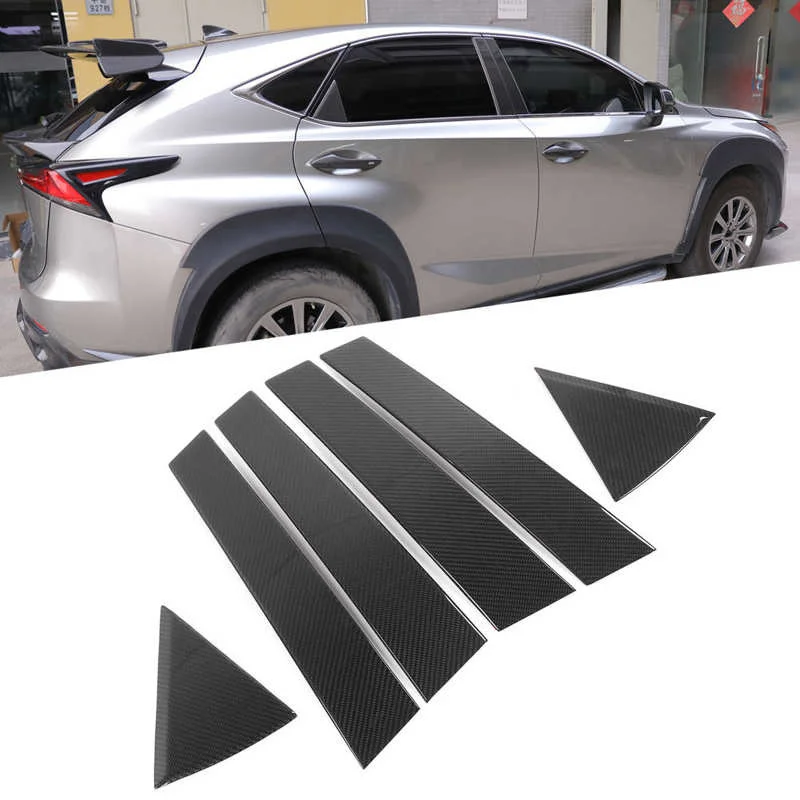 

6pcs Carbon Fiber B-Pillar Trim Cover Auto Exterior Cover Fit for Lexus NX200 200t 300h 2019 2020 Car style