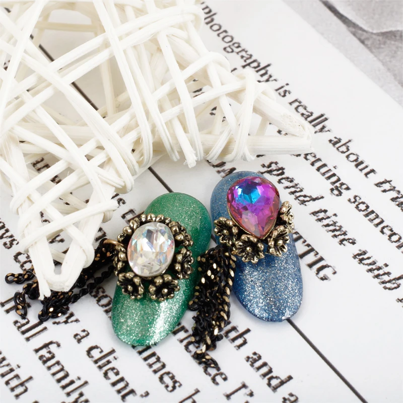 Высококачественные роскошные циркониевые Хрустальные Стразы для ногтей золотые