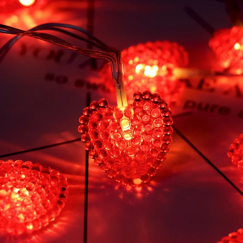 

Love Heart Shaped String Lights Bedroom Lights Decorations 10 LEDs,Valentine's Day Fairy Lights String for Party Wedding