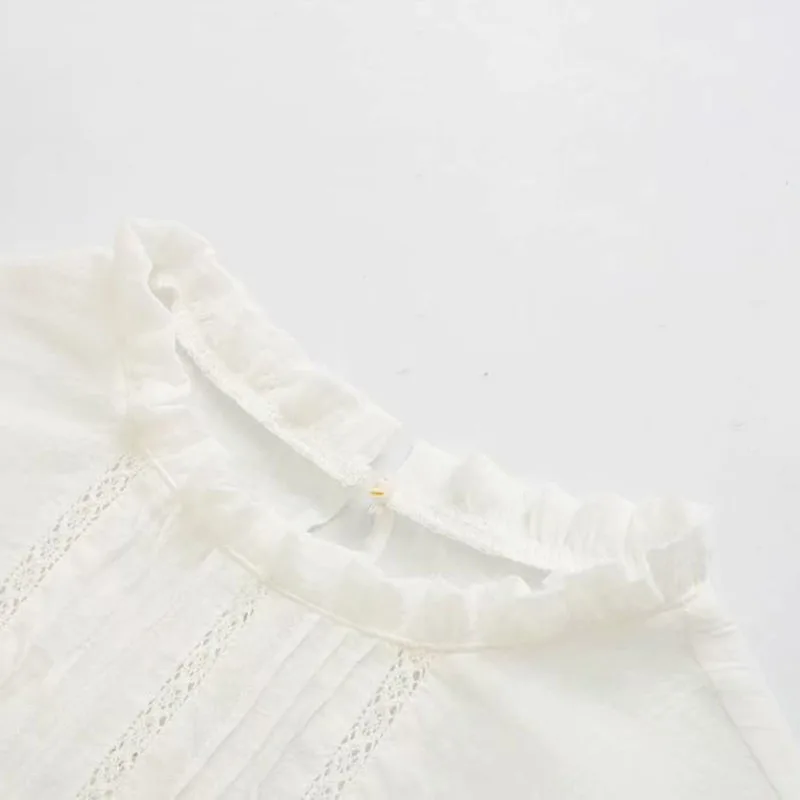 Женская белая рубашка Осенняя длинная Повседневная Милая женская с круглым