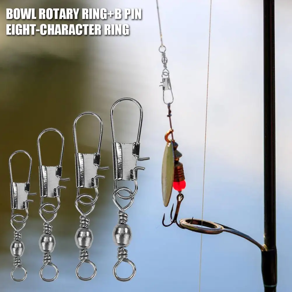

Durable Ball Bearing Swivel Connectors Wear-resistant Fishing Swivels Solid Rings Fishing Pin Line Connector w/Interlock Snap