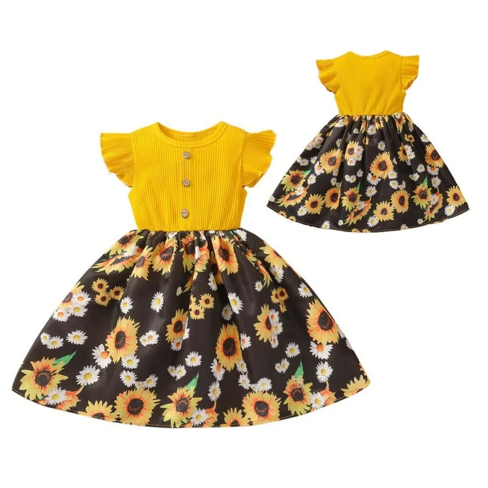 

Kids Girls Floral Print Pleated Dress Short Sleeve Summer Casual Party Dresses