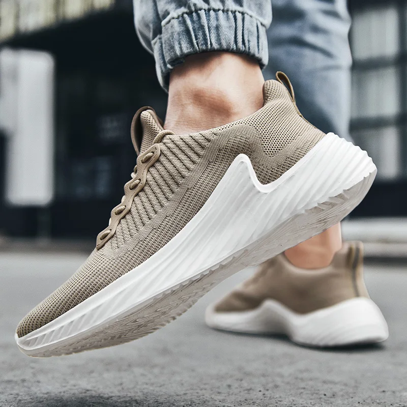 

2021 Summer Breathable Mesh Lace-up Non-slip Running Shoes for Men Sneakers Outdoor Jogging Trainers Soft Zapatillas De Deporte