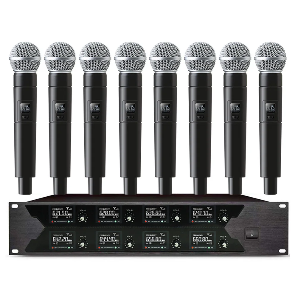 

Professional wireless microphone 8 channel handheld microphone lavalier microphone for church outdoor activity stage microphone