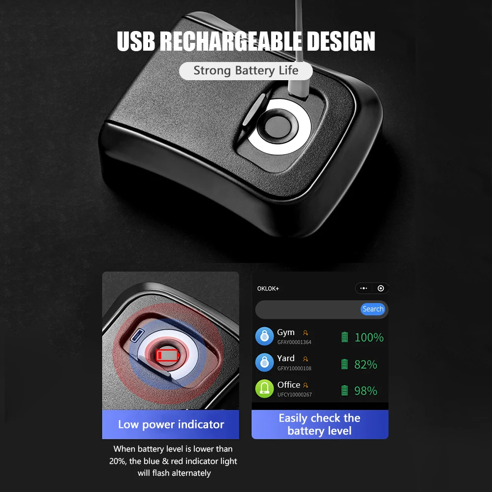 

Smart Key Lock Box Storage Box APP & Fingerprint Unlocking Rechargeable Key Box Holder Wall Mount for Home Office Warehouse