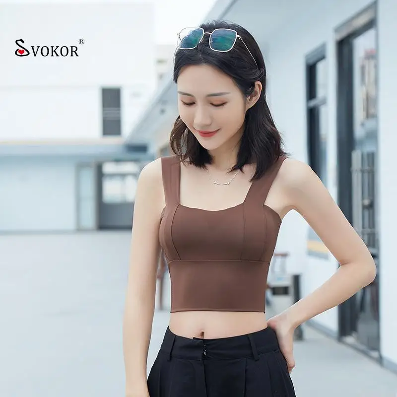 

SVOKOR Ice Silk Tube Tops Women Summer Crop Top Seamless Sports Shockproof Bra Push Up Breathable Underwear