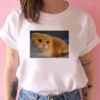 the great wave of aesthetic t shirt woman 90s fashion graphic tee cute t shirts and pet cat printed summer tops female