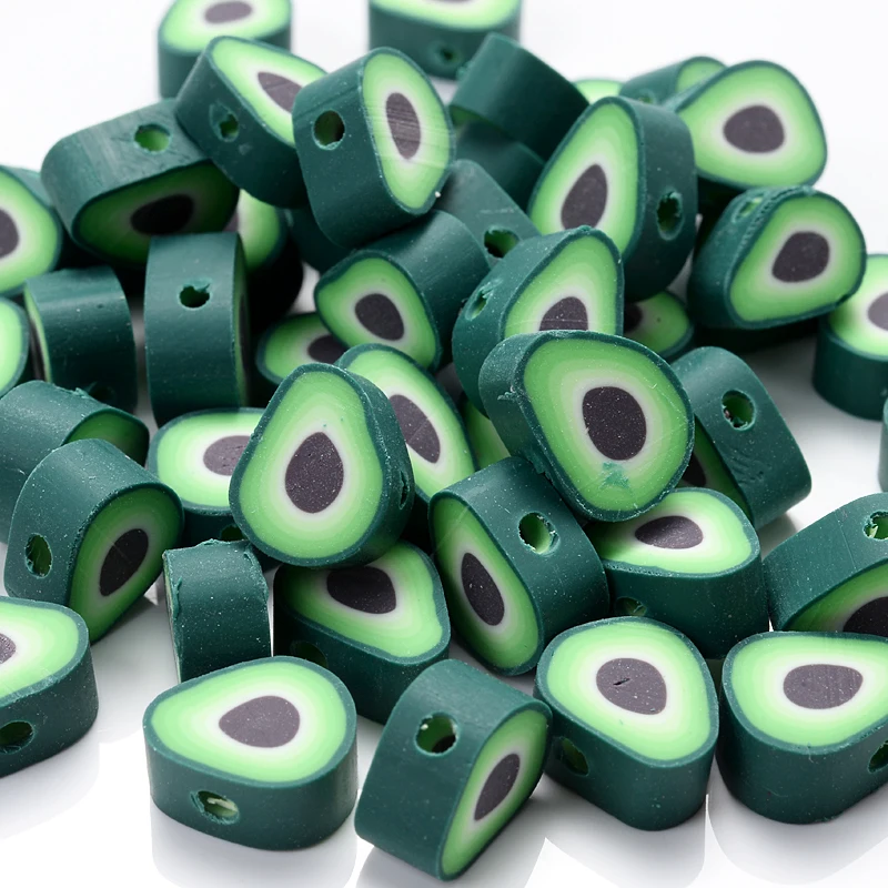 

New Fruit Shape Clay Spacer Beads 30Pcs/Lot 10mm Green Avocado Polymer Clay Beads For DIY Jewelry Making Bracelet Accessories