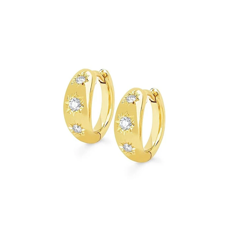 

AIDE Fashion Anise Star Pattern Hoop Earrings for Women Girl Round Zircon Pave Piercing Earings Silver 925 Jewelry kolczyki