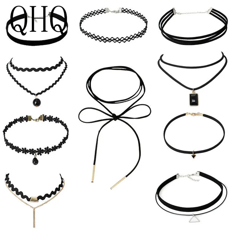 QHQ 2019 колье черный кулон ожерелье s Collarbones винтажный треугольник Геометрическая