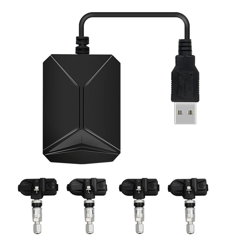 Система контроля давления в шинах TPMS с USB Android дисплей сигнализация 4 датчика