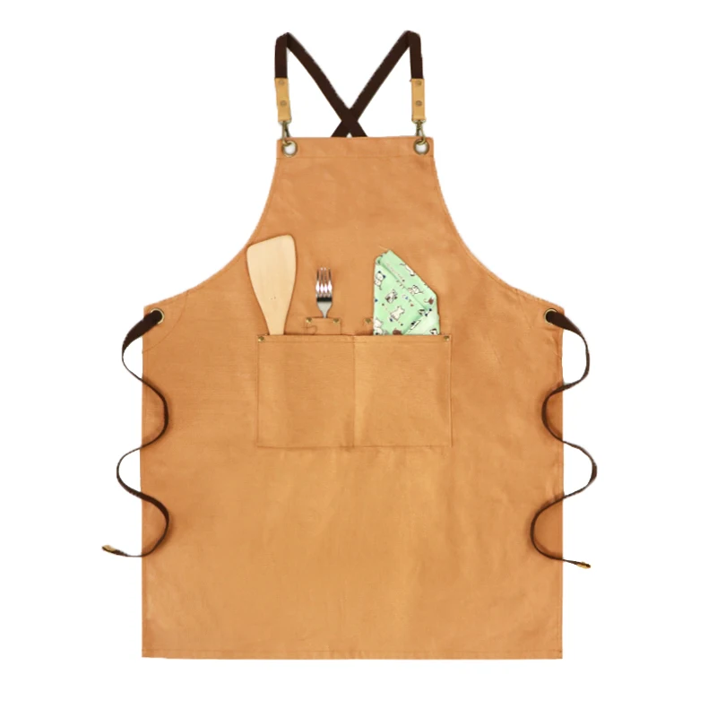 

Durable Goods Canvas Apron Adjustable Straps Women And Men Bar Shop Kitchen Cooking Baking Bib Apron
