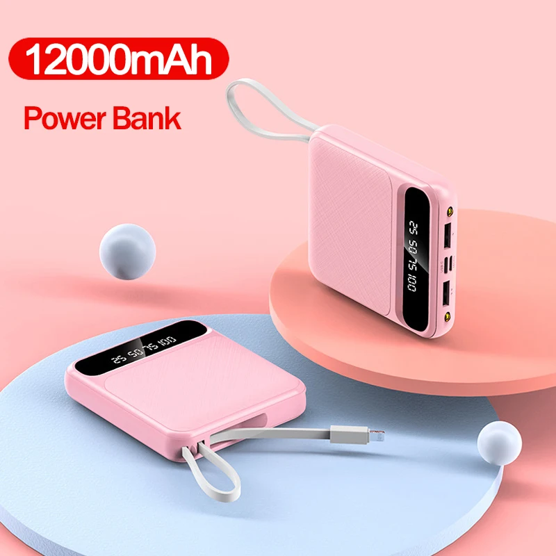 Мини Внешний аккумулятор 12000 мАч Зарядное устройство USB порт Мобильный телефон