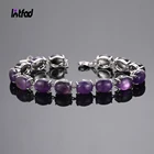 Женский браслет из серебра 925 пробы, с натуральным аметистом и лабрадоритом