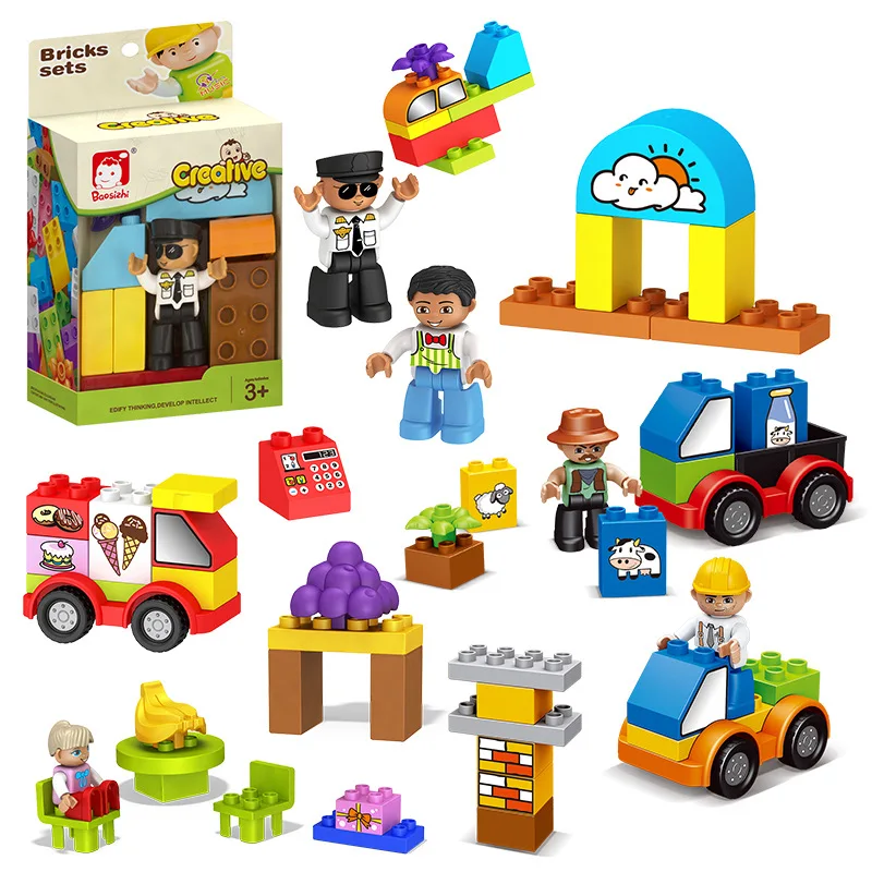 Новые продажи Duploed строительные блоки DIY Кирпичи совместим с duplo поезд игрушки для