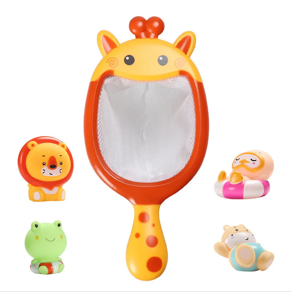 

Summer Fishing Toys Network Bag Pick up Duck Fish Kids Toy Swimming Play Water Bath Doll Water Spray Bath Toys