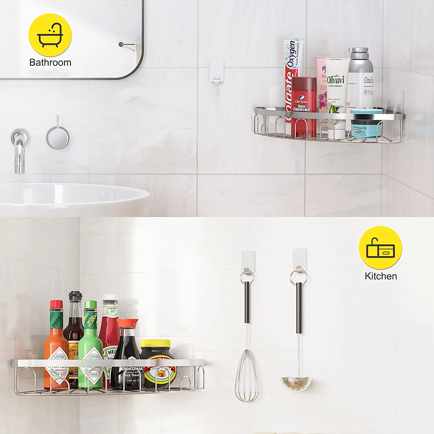 bathroom shelf stainless steel corner shower shelf no drilling bathroom storage shelves with hooks bathroom accessories free global shipping