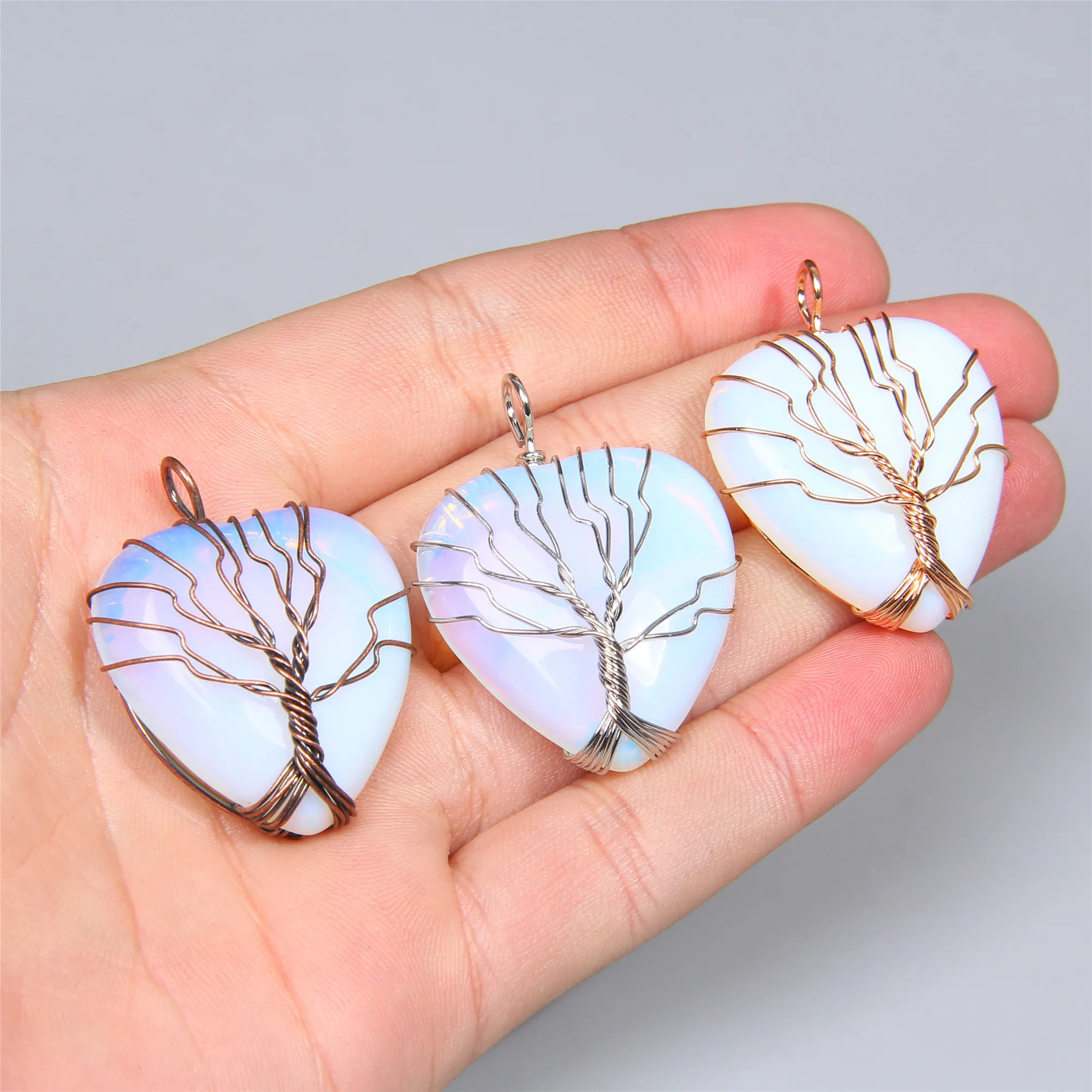 Ожерелье из белого опала 1 шт. подвеска драгоценного камня в виде сердца для