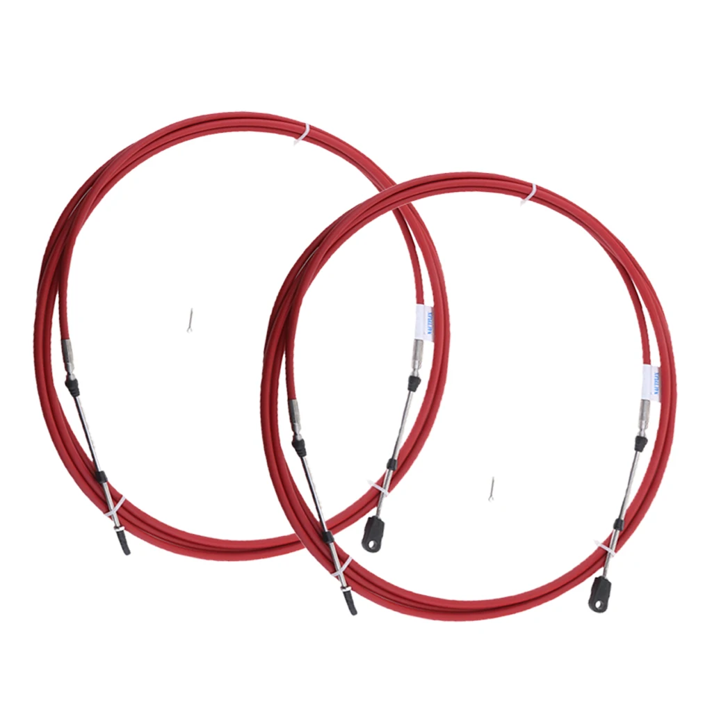 

2pcs Universal Marine Throttle Control Cable for Boat Motor Outboard Engine Control Lever - 16 Foot 4.87 Meter (Red)