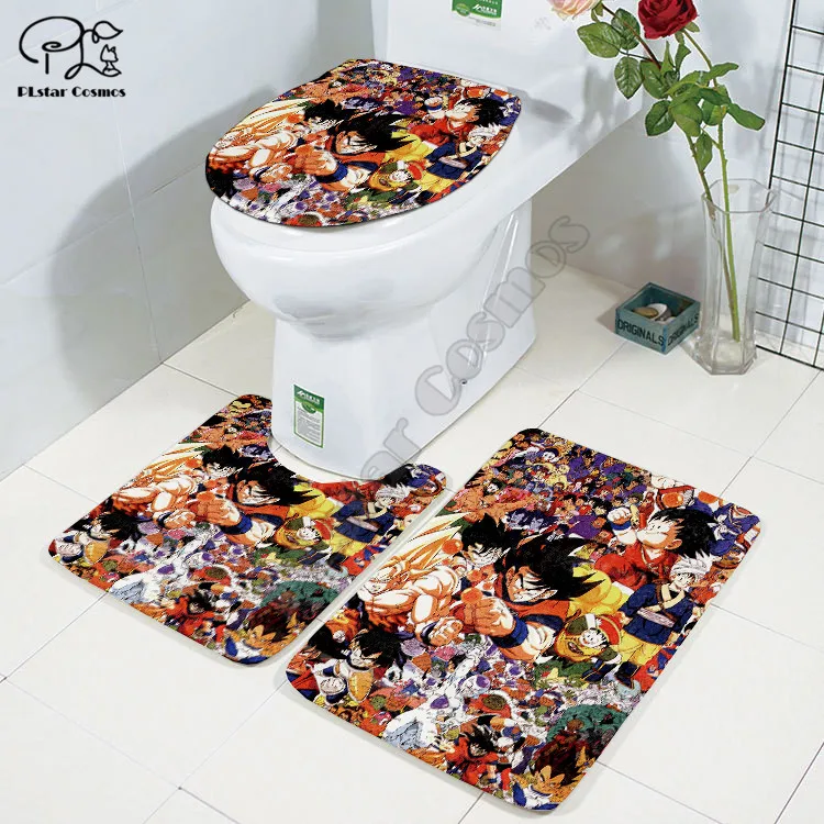 anime 3d printed bathroom pedestal rug lid toilet cover bath mat set drop shipping free global shipping
