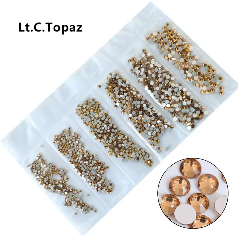 Lt.C.Topaz SS3-SS10 разных размеров розовый/зеленый/синий/белый опал стеклянные стразы для ногтей блестящие стразы для дизайна ногтей - Цвет: Lt.C.Topaz
