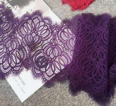 purple Широкий 23 см длиной 3 м европейский ресницы кружева DIY одежда юбка сексуальное белье декоративная кружевная ткань - Цвет: purple