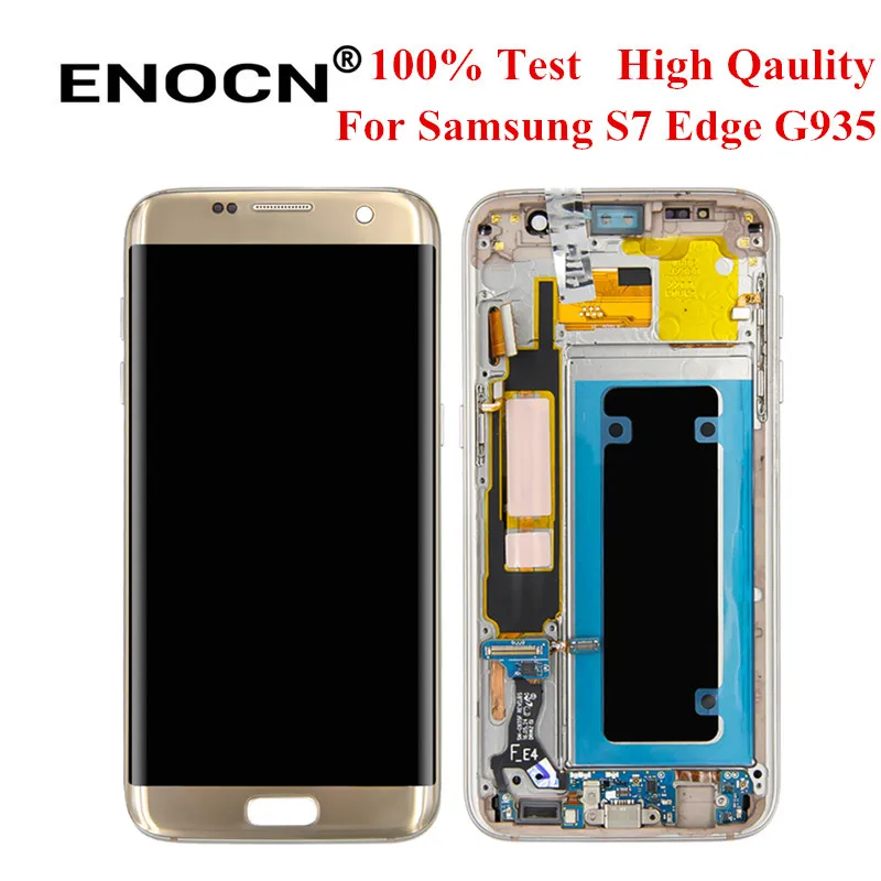 Оригинальный ЖК-экран 5,5 дюйма ENOCN для SAMSUNG Galaxy S7 edge дисплей G935 G935F сенсорный экран дигитайзер в сборе запасные части