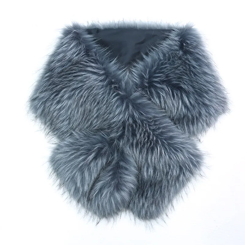 Женский широкий меховой воротник из искусственного меха енота|raccoon fur shawl|fake collarfur