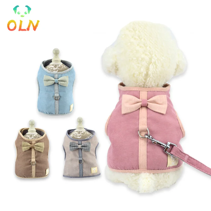 

Модный жилет для домашних животных, для маленьких и средних собак, для чихуахуа, Йорка, набор с поводком и поводком для щенка, для кошки, милы...