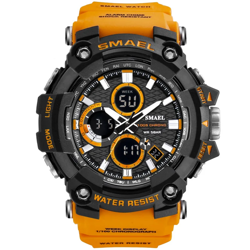 orange SMAEL, мужские часы, военные, водонепроницаемые, повседневные, спортивные, светодиодный, электронные, наручные часы для мужчин, Relogio Masculino, двойной дисплей, часы - Цвет: orange