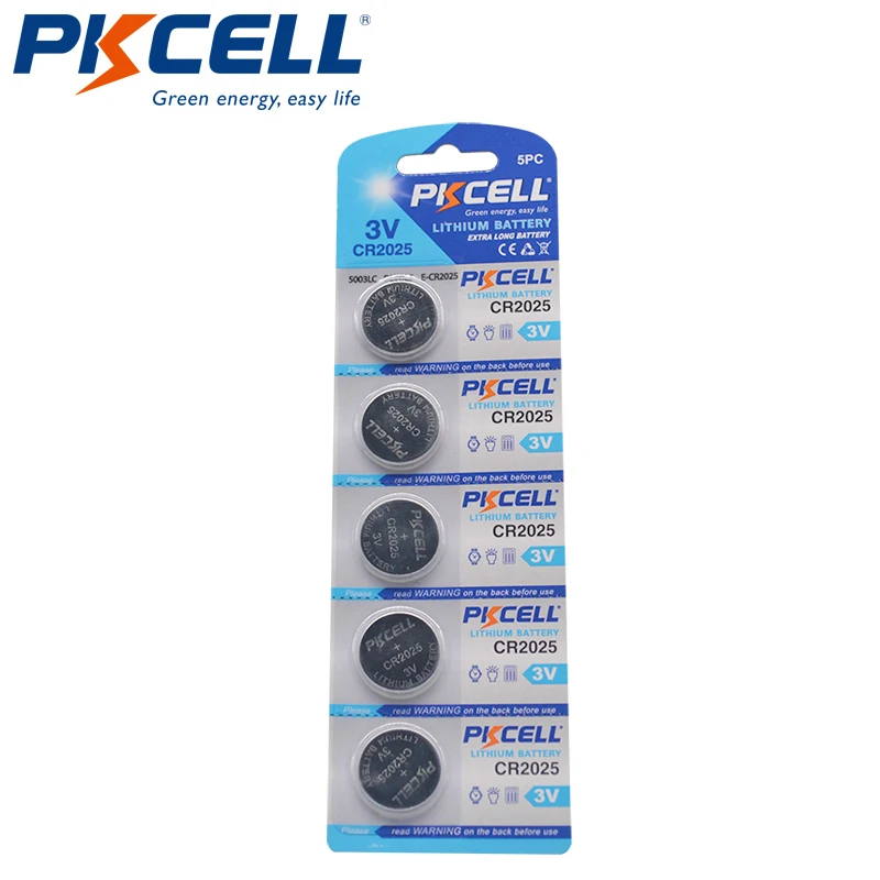 10 шт. PKCELL CR2025 CR 2025 ECR2025 BR2025 литиевый кнопочный элемент Батарея для удаленного
