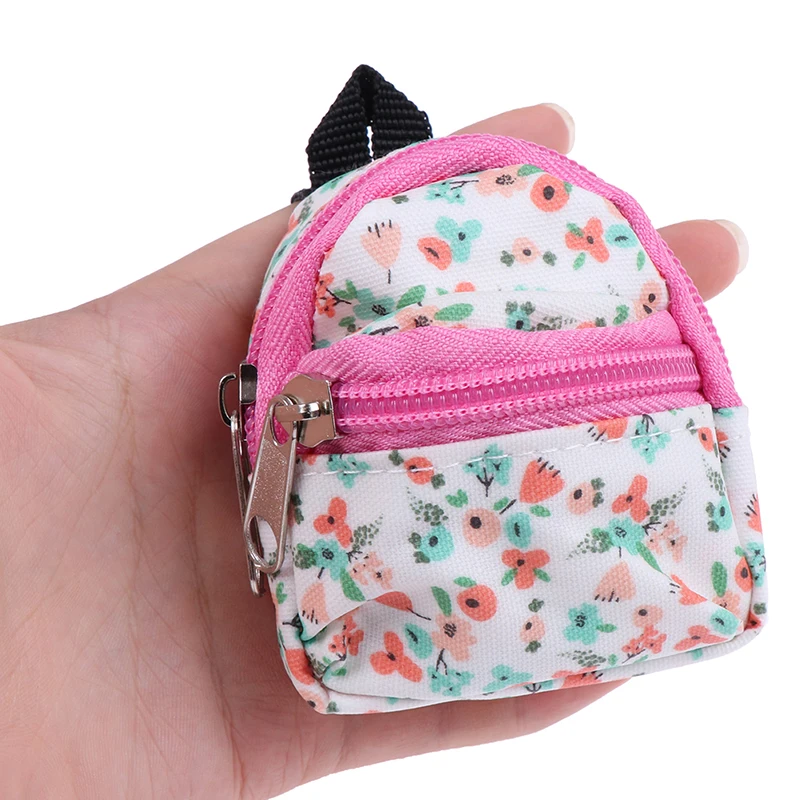 

New 1:6 1:12 Dollhouse Miniature Flower Backpack Schoolbag Dolls Accessories