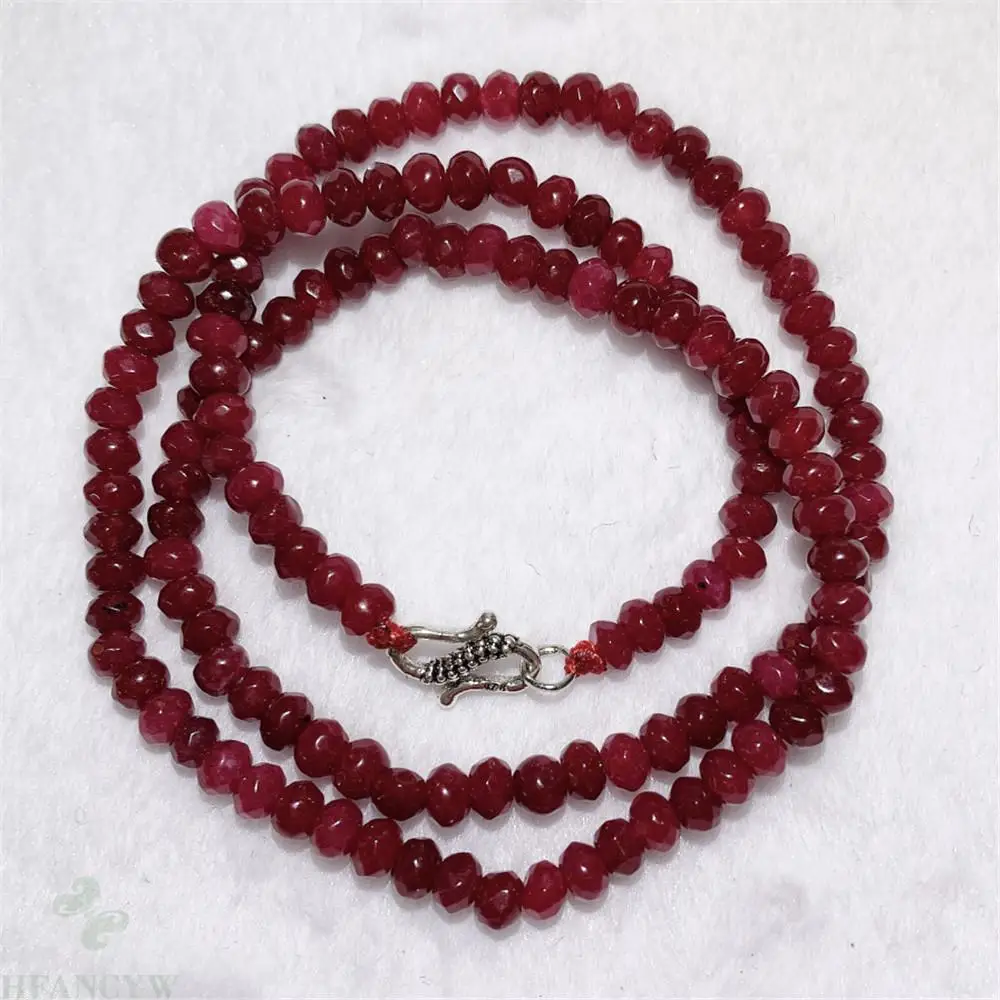 

2x4mm Red Chalcedony Faceted Necklace 18 Inches Pray Yoga Buddhism