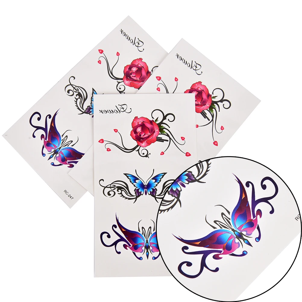 Сексуальная Бабочка 3D Гирлянда временная татуировка боди арт флэш тату наклейки