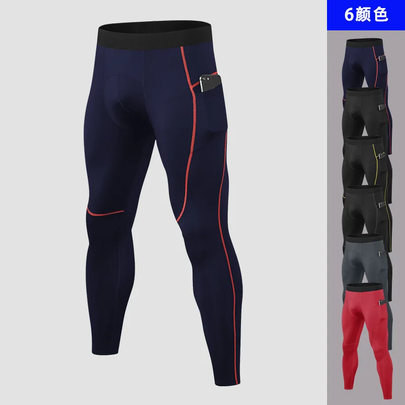 

Men Sweatpants Elastic Quickly Dry Legging Tight with Pocket Male Running Jogging Workout Gym Training Sport Trousers Sportswear