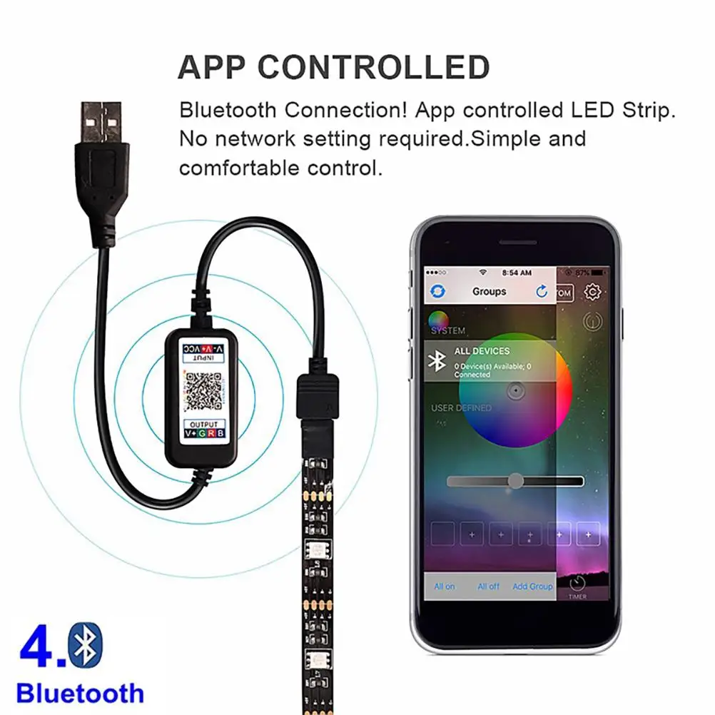 

LED Lights Bluetooth APP Controlled Smart Music LED Strip Lights RGB Color Change Light Strips for Bedroom Party Home Decoration