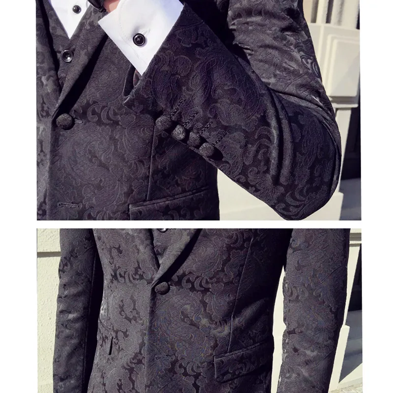 

(Jacket+Vest+Pants) 2020 New Fashion Male autumn High quality business suits/Men's slim fit single-breasted groom dress suits