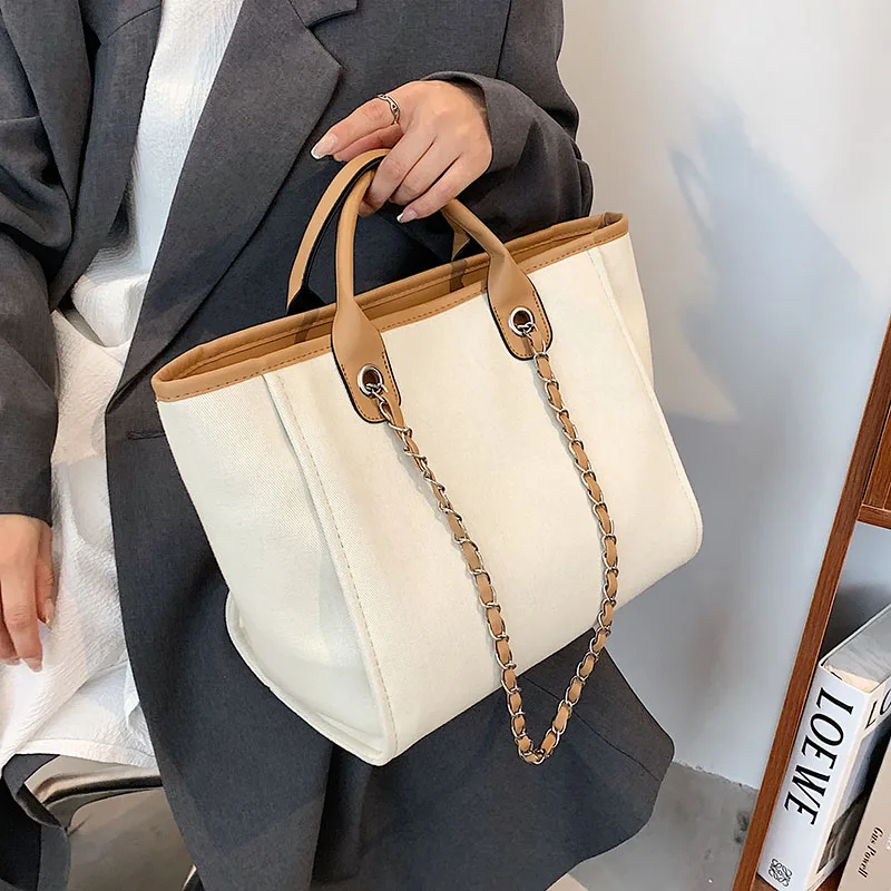 

Luxury Designer High Capacity Tote Handbag for Women 2021 Trends Designer Chain Travel Simple Shopper Shoulder Shopping Bag