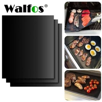 walfos 12pcs 0 2mm thick ptfe barbecue grill mat 3340cm non stick pad reusable baking bbq grill mats sheet oven foil bbq liner