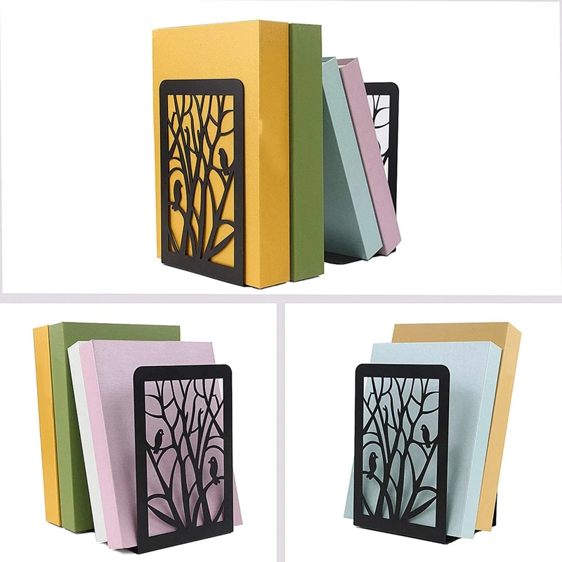 

Book Ends, Book Ends for Shelves, Decorative Bookends for Books, Bookends for School, Home Or Office (Black, 1 Pair)