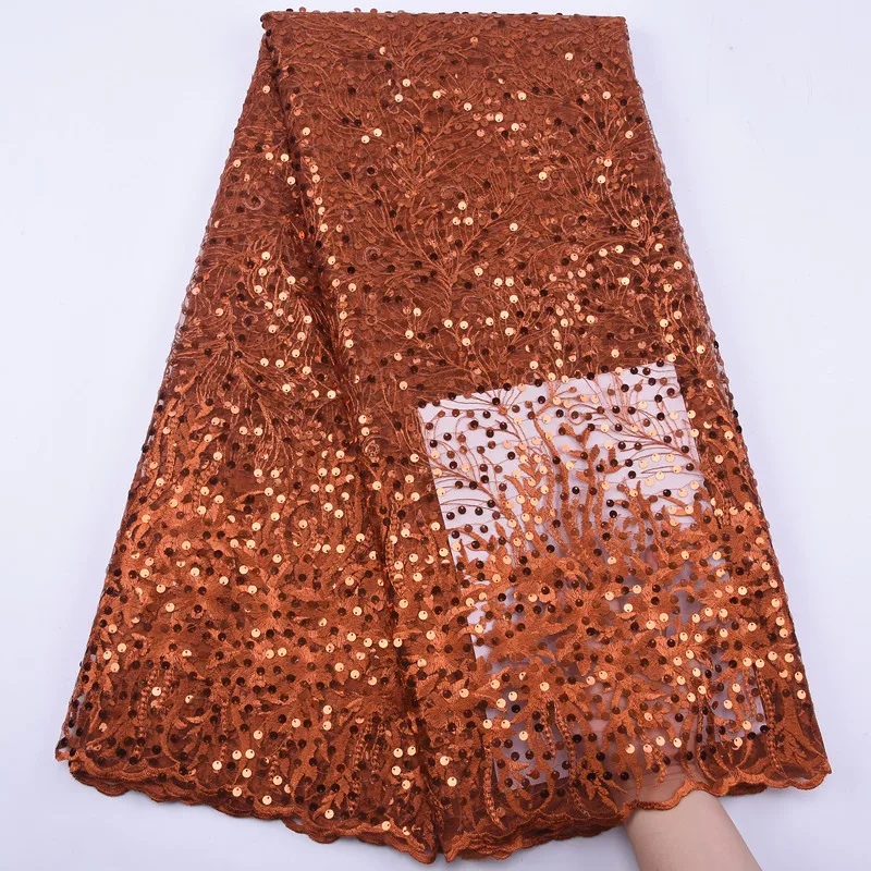 

Gold African Sequins Lace Fabrics 2020 High Quality French Tulle Lace Fabric Nigerian Mesh Lace Fabrics with Sequins For Wedding
