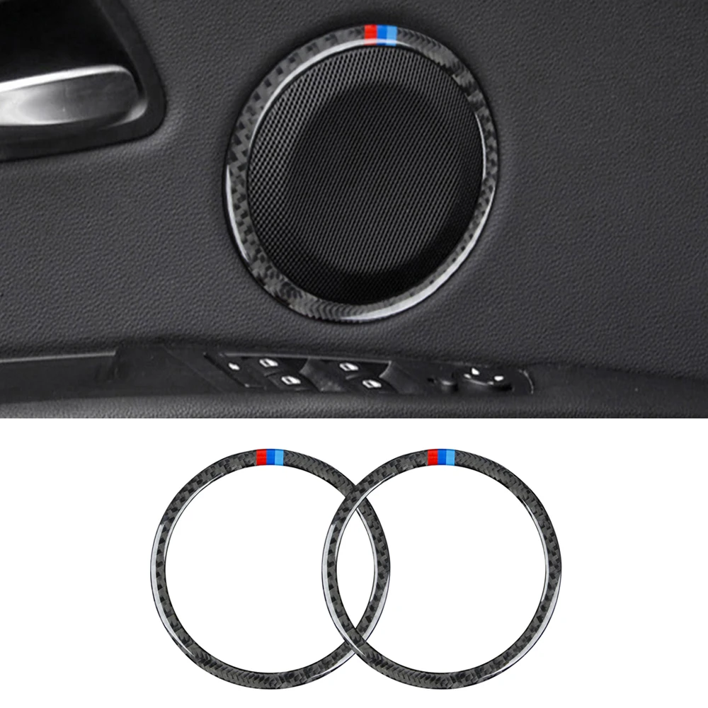 

2 Pcs Carbon Fiber Car Interior Cover Trim Door Speaker Sticker For BMW E90 X1 E84 2005-2012 Series 3 Accessories